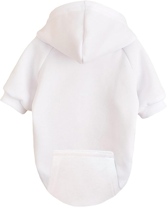 Jecikelon Winter Dog Hoodie Sweatshirts with Pockets Warm Dog Clothes for Small Dogs Chihuahua Coat Clothing Puppy Cat Custume (White, Large)