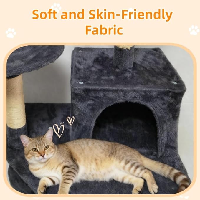 Cat Tree 60.63 inches Cat Tower for Indoor Cats, Multi-Level Cat Condo Furniture with Scratching Posts, Plush Perches, Activity Center with Cozy Basket & Hammock for Cats (Darkgray)