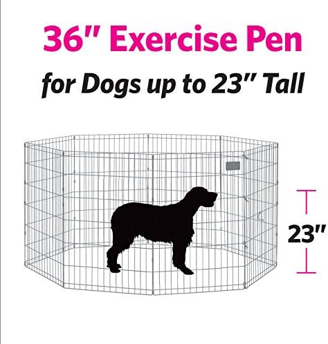 MidWest Homes for Pets Folding Metal Puppy / Dog Exercise Pen, Indoor/Outdoor Playpen with Door, 16 Sq Feet of Play Space, 36-Inches Tall, Gold Zinc