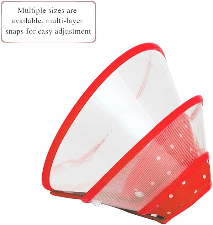 Pet Cone Recovery Dog Cone Adjustable Dog Collar Clear Padded Collar with Breathable Soft Edge, Plastic Puppy Cone Protect The Neck Surgery Recovery, Designed for Cats and Puppies (Small, Red)
