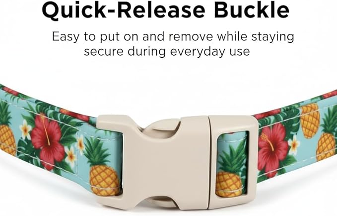 Summer Dog Collar with Tropical Pattern, Cute Dog Collar for Girl Boy Dogs, Pet Collar with Unique Print and Soft Fabric, Suitable for Small Dogs
