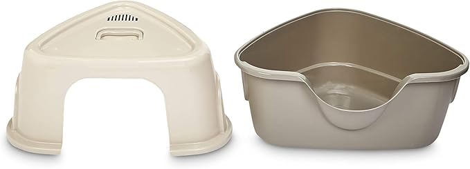 Amazon Basics Cat Litter Box with Lid, No-Mess, Enclosed Spacious Design with Odor Control, Charcoal Filter, 26" x 23" x 20", Charcoal