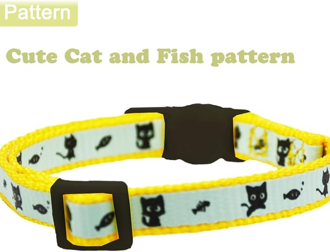 2 Pack Glow in The Dark Cat Collar with Bell Breakaway Safety Cat Puppy Collars with Pendant Green and Yellow