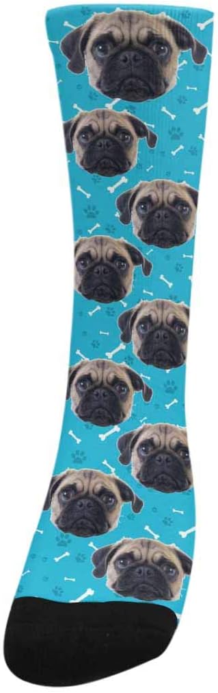 Custom Face Socks, Personalized Dog Lover Pet Photo Picture on Socks Unisex Athletic Crew Socks for Men Women