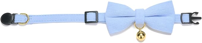 Cotton Breakaway Cat Collar with Bow Tie and Bell, Adjustable Cute Soft Corduroy Kitten Collars for Girl and Boy Cats