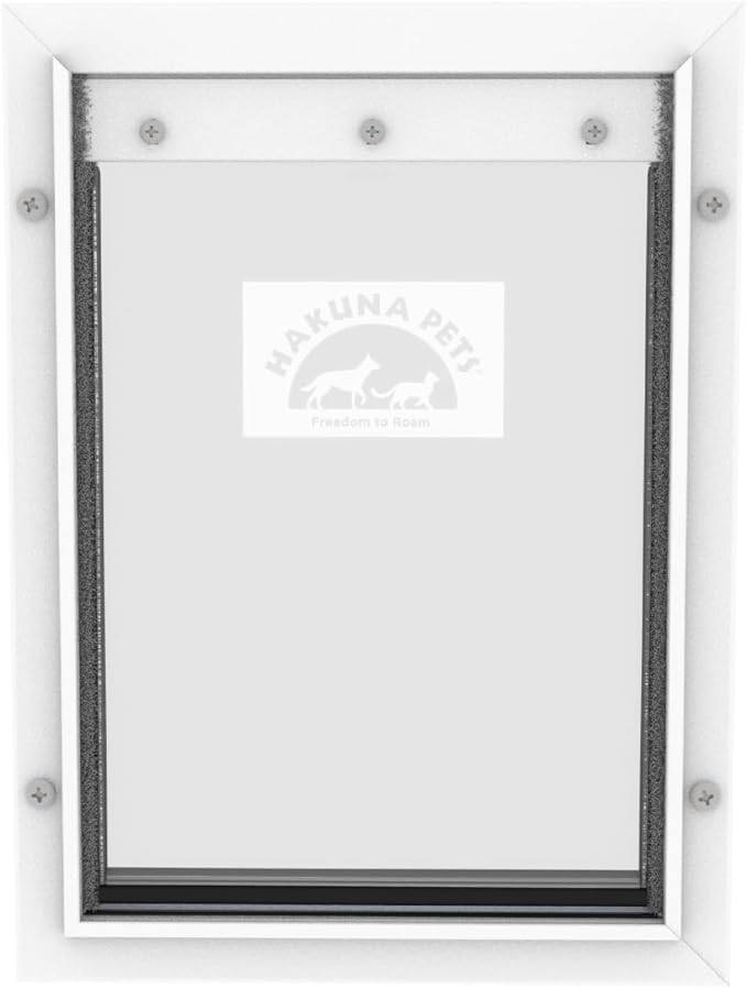 Hakuna Pets Deluxe Aluminum Pet, Cat and Dog Door with 2-Way Locking Panel for Screens, Doors and Walls up to 2.8" Thick, Medium, White
