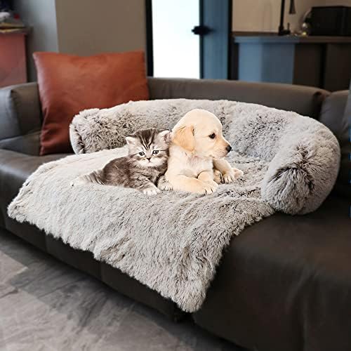 Tinaco Calming Dogs/Cats Bed Mats, Dog Pad Washable Removable Couch Cover, Plush Long Fur Mat for Pets, Waterproof Lining, Perfect for Small, Medium and Large Dogs and Cats (Gradient Brown, 36"x31")