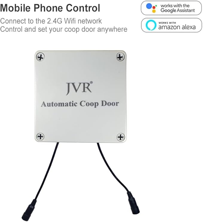 JVR Automatic Turkey Geese Duck Coop Smart Door Compatible with Alexa, Google Assistant, Home Assistant, Tuya - WiFi Opener, Extra Large 22"x23" Opening, Anti-Pinch Auto Reopen & Stop, Dusk to Dawn