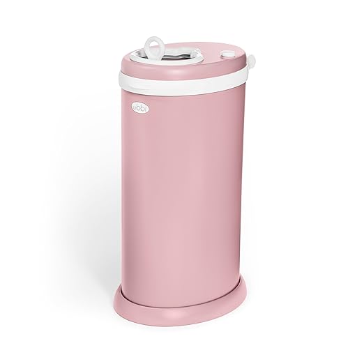 Ubbi Stainless Steel Diaper Pail, Odor Locking, No Special Bag Required, Award-Winning, Registry Must-Have, Fig Blossom