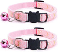Reflective Cat Collars Breakaway with Bell 2-Pack Girl Boy Pet Kitten Collar with Star Moon Patetrn Adjustable 7.5-12.5 Inch (Pink)