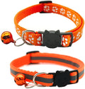 2 Pack Cat Collars Quick Release Reflective Kitten Collar with Bell & Safety Release (Orange)