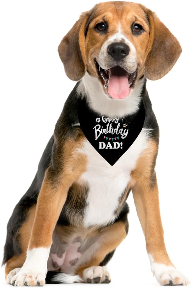 Happy Birthday Dad Dog Bandana, Dad's Gift Dog Bandana, Pet Scarf Accessories, Dogs Bandanas Gift for Small Medium Dogs (D62)