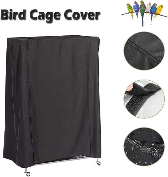 Extra Large Bird Cage Cover Breathable Waterproof Material Universal Black-Out Bird Parrot Cover Good Night Birdcage Cover Sleep Helper for Parrots Parakeets Budgies Macaw (34.5x25x47in)