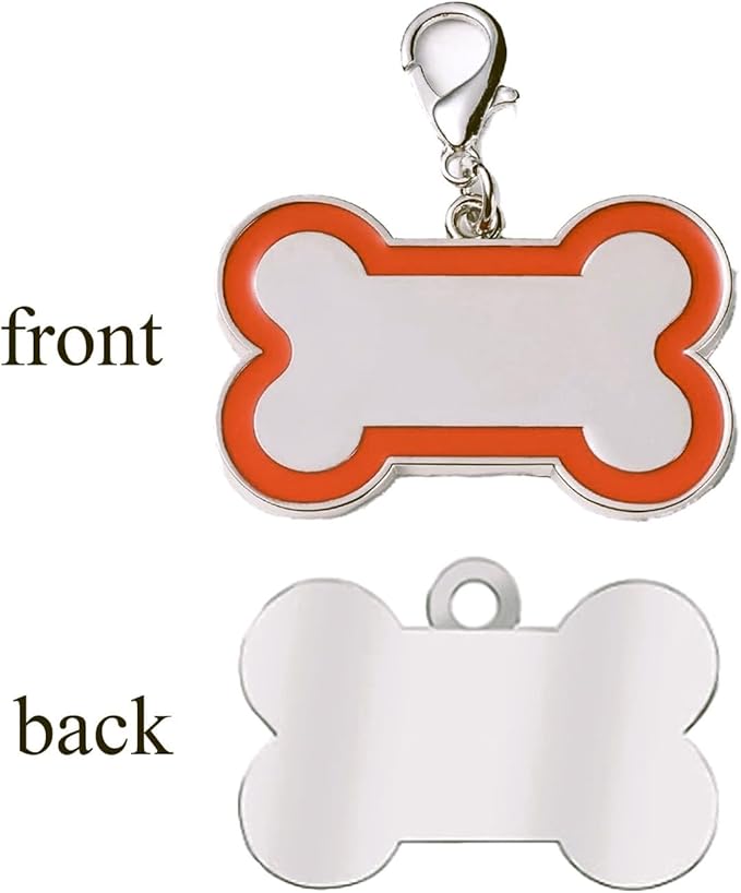 Double-Sided Personalized Dog Tags for Pets - pet ID tag, Laser Engraved Dog tag, Name tag for Dog Collar, Dog Tags for Large Dogs (Orange, Bone-Shaped-Large)