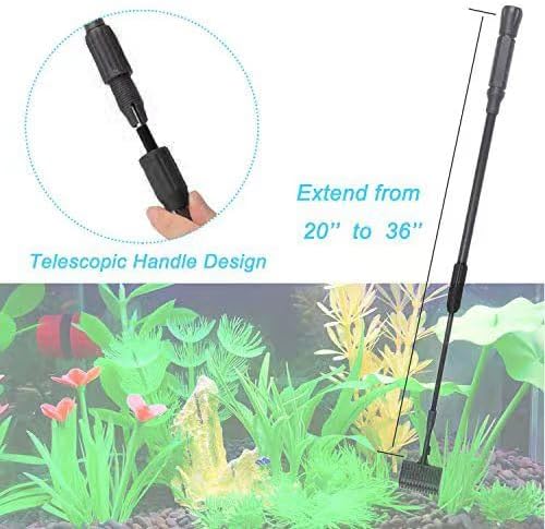 Carefree Fish 9IN1 Aquarium Cleaning Tools Long Handle Adjustable Length 20~36Inch Fish Tank Cleaner Kit Algae Scraper Scrubber Brushes Set Plant Scissor Long Tweezer