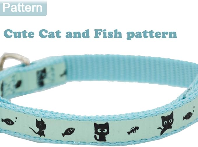 2 Pack Glow in The Dark Cat Collar with Bell Breakaway Safety Cat Puppy Collars with Pendant Light Blue and Pink