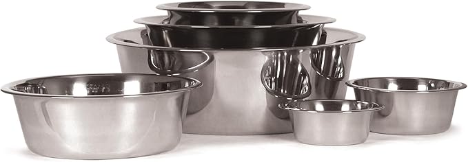 Jeffers Pet Standard Weight Stainless Steel Bowls for Dogs, Cats, Puppies, Kittens, Food & Water, Durable Feeding Dish, Travel, Camping, Indoor Outdoor Use, Dishwasher Safe - 3 Quart 2 Pack