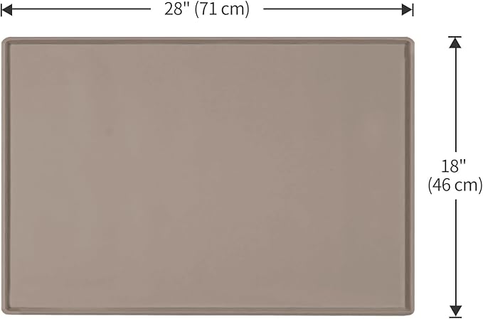 Dog Food Mat,Silicone Waterproof Food Tray,Non Slip Pet Bowl Mats Placemat,0.8" Raised Edge,Suitable for Most Small and Medium Sized Pets,28" x 18"