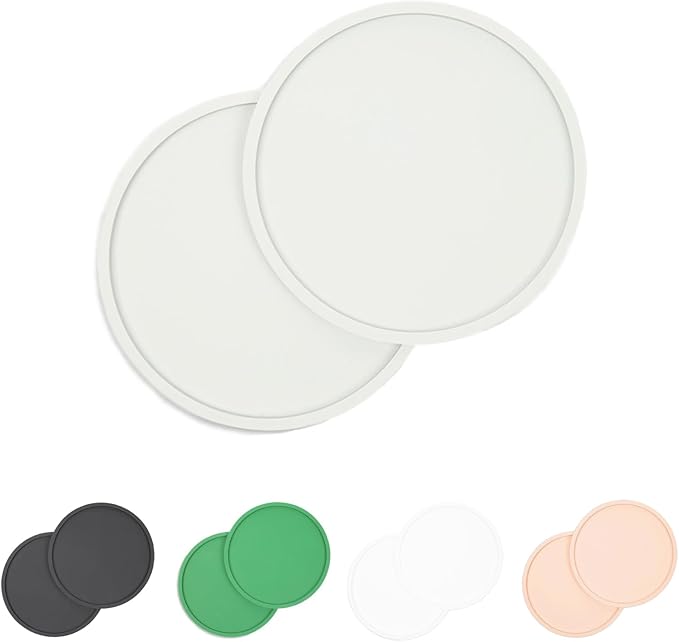 Waggo Habit Silicone Dog Placemat – Set of 2 Modern Heavyweight Silicone Dog Food Mats, Dishwasher Safe, Non-Slip, Solid Color – Light Grey (Medium, 7")
