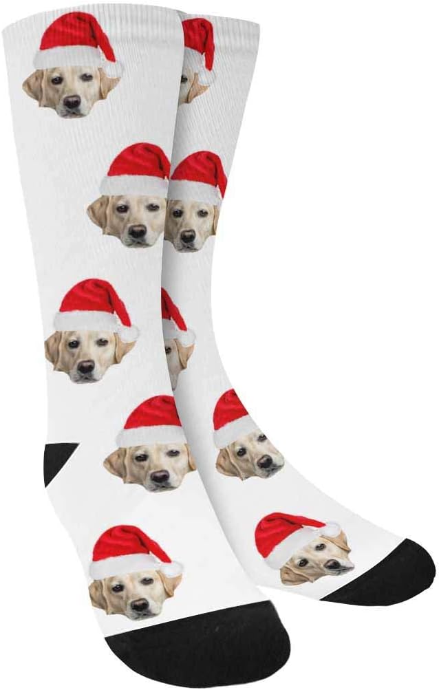 Custom Face Socks, Personalized Dog Lover Pet Photo Picture on Socks Unisex Athletic Crew Socks for Men Women