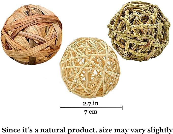 SunGrow Assorted Rabbit & Cat Chew Balls, Teething Activity Toy for Pocket Pets, Improves Dental Health, Environment Friendly, Stress Reliever (Assorted Rabbit Chew Balls, 6 Pcs)