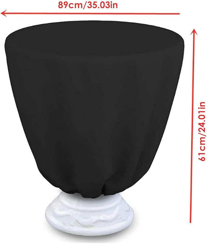 Yumna Fountain Cover 210D Oxford Waterproof Dustproof Cover, Heavy Duty Waterproof Bird Bath Cover, 100 Weather Resistant Water Fountain Cover for Winter Outdoor Garden Fountain Statue, 89x61cm