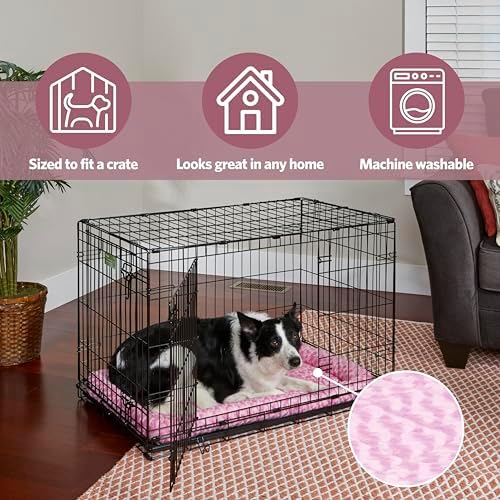 MidWest Homes for Pets QuietTime Fashion XXS Dog Bed – Pink Faux Fur Bolster, Ultra-Soft and Machine Washable, Fits 18-Inch Crates and Carriers, for Small Dogs and Cats