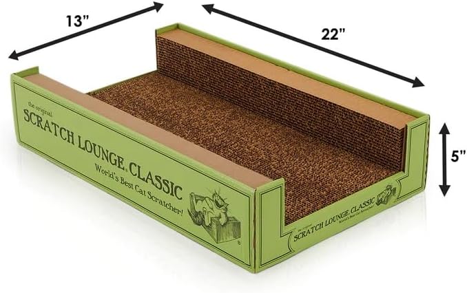 Scratch Lounge Cardboard Cat Scratcher & Lounger for Large Cats - XL 13x22 with Reversible Floor & Catnip - Heavy Duty Durable Bed Lasts 10x Longer Than Conventional Scratchers
