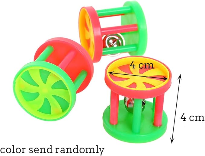 QBLEEV Bird Roller Rattles Toys, Parrot Foot Toys, Foraging Chewing Bell Training Trick Toys, Birds Play Gym Activity Center Cage Accessories for Small Parrots-3 Pack