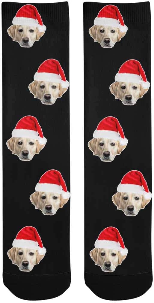 Custom Face Socks, Personalized Dog Lover Pet Photo Picture on Socks Unisex Athletic Crew Socks for Men Women