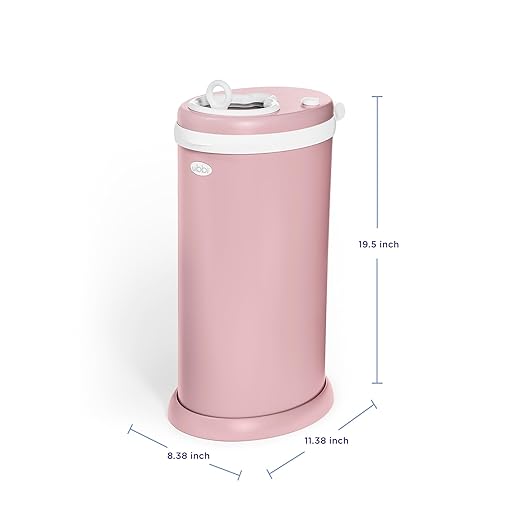 Ubbi Stainless Steel Diaper Pail, Odor Locking, No Special Bag Required, Award-Winning, Registry Must-Have, Fig Blossom