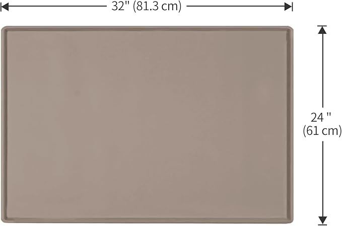 Dog Food Mat,Silicone Waterproof Food Tray,Non Slip Pet Bowl Mats Placemat,1" Raised Edge,Suitable for Most Small and Medium Sized Pets,32" x 24"
