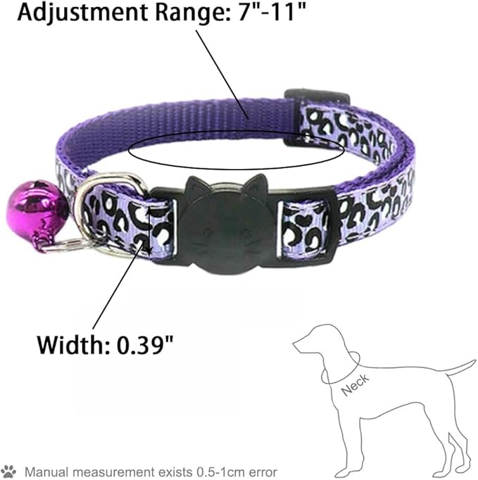 Reflective Cat Collars Breakaway with Bell 2-Pack Girl Boy Pet Kitten Collar with Star Moon Patetrn Adjustable 7.5-12.5 Inch (Green)