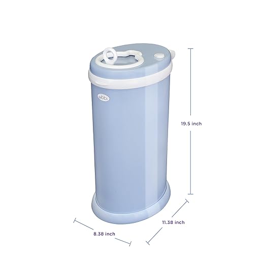 Ubbi Steel Diaper Pail, Odor Locking, No Special Bag Required, Award-Winning, Registry Must-Have, Cloudy Blue