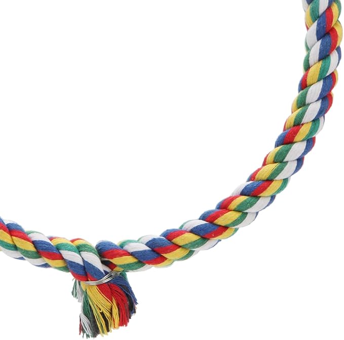 Bird Rope Swing Colorful Perch Climbing Toy for Parrots Budgie Parakeet Cockatiel Cockatoo Conure (M (10.4 inch)