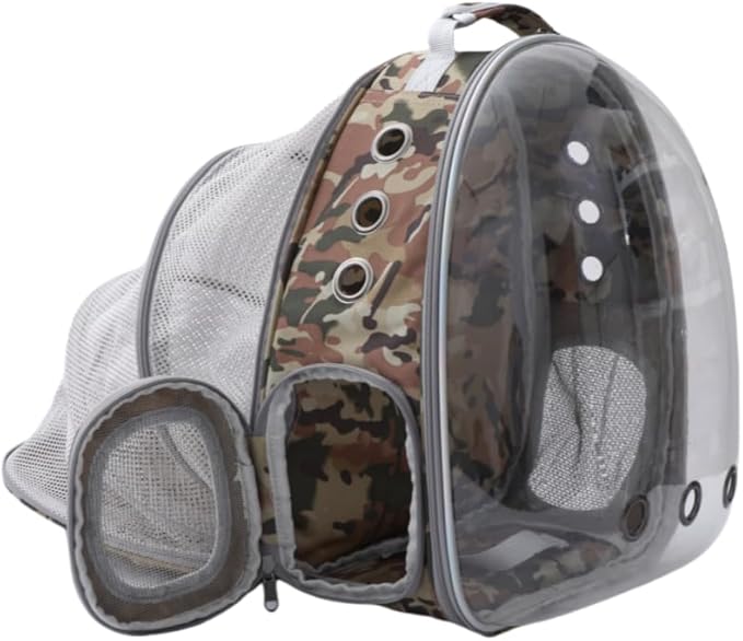 Cat Backpack Carrier Back Expandable Bubble Pet Carrier Backpack for Large Cat, Kitten and Dog, Designed for Hiking, Travelling and Outdoor Use (Back Expandable-Camo)