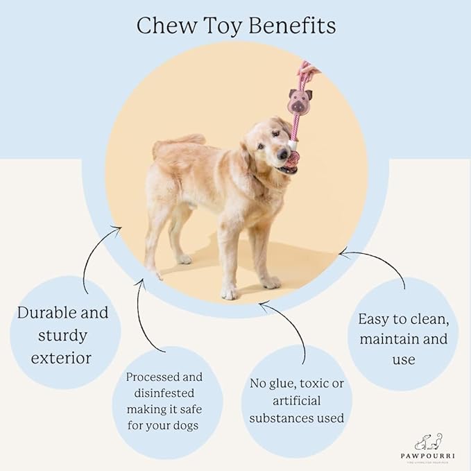 Natural Jute Dog Chew Toy – Lion Shape, Tough & Durable Puppy Teething Toy, Safe Eco-Friendly Chew, Interactive Training & Play Toy for Small, Medium & Large Dogs