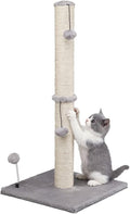 MECOOL 34“ Tall Cat Scratching Post Premium Basics Kitten Scratcher Sisal Scratch Posts Trees with Hanging Ball for Indoor Cats, Gray
