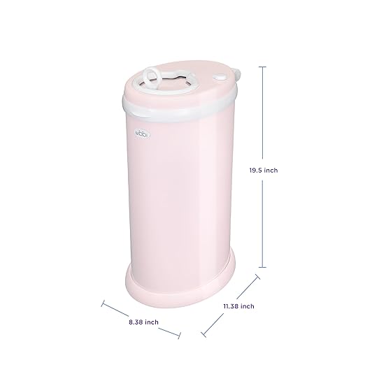 Ubbi Steel Diaper Pail, Odor Locking, No Special Bag Required, Award-Winning, Registry Must-Have, Blush Pink