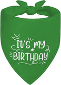 It's My Birthday Green Dog Bandana, Birthday for Dog Mom Dad, Funny Puppy Scarf Accessory Decoration Photo Shoot for Party Dinner Holiday, Cute First Birthday Supply for Puppy