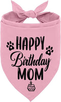 L21 Happy Birthday Mom Dog Bandana - Pink Dog Scarf Accessory for Mom's Birthday Party