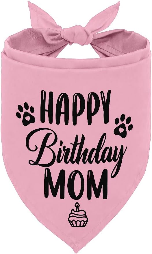 L21 Happy Birthday Mom Dog Bandana - Pink Dog Scarf Accessory for Mom's Birthday Party