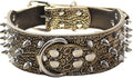 Serijoars Spiked Studded Dog Collar, PU Leather Dog Collar, Adjustable Pet Collars for Medium or Large Breed Pet (L, Gold Brown1)