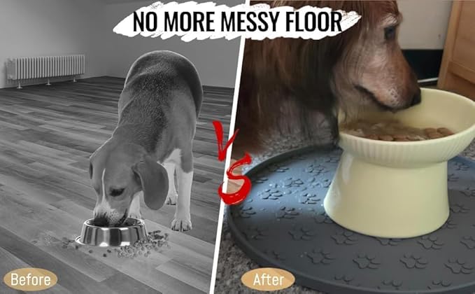 Dog Food Mat for Food and Water, Waterproof Pet Food Mat with Edges, Nonslip Dog Feeding Mat for Protecting Floors (1Pack Grey)