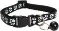 MJIYA Cat Collar with Bell, Breakaway Grid Collar with Plastic Buckle, Light Adjustable, Nylon, Kitty Collars (Black)
