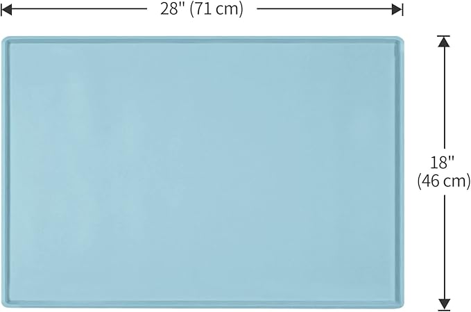 Dog Food Mat,Silicone Waterproof Food Tray,Non Slip Pet Bowl Mats Placemat,0.8" Raised Edge,Suitable for Most Small and Medium Sized Pets,28" x 18"
