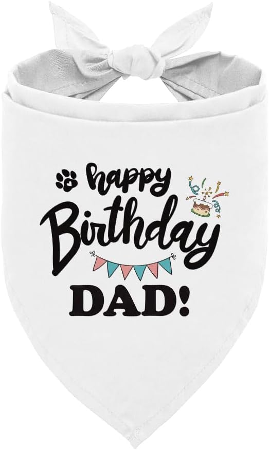 Happy Birthday Dad Dog Bandana, Dad's Gift Dog Bandana, Pet Scarf Accessories, Dogs Bandanas Gift for Small Medium (D61)