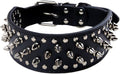 Serijoars Spiked Studded Dog Collar, PU Leather Dog Collar, Adjustable Pet Collars for Medium or Large Breed Pet (M, Black)