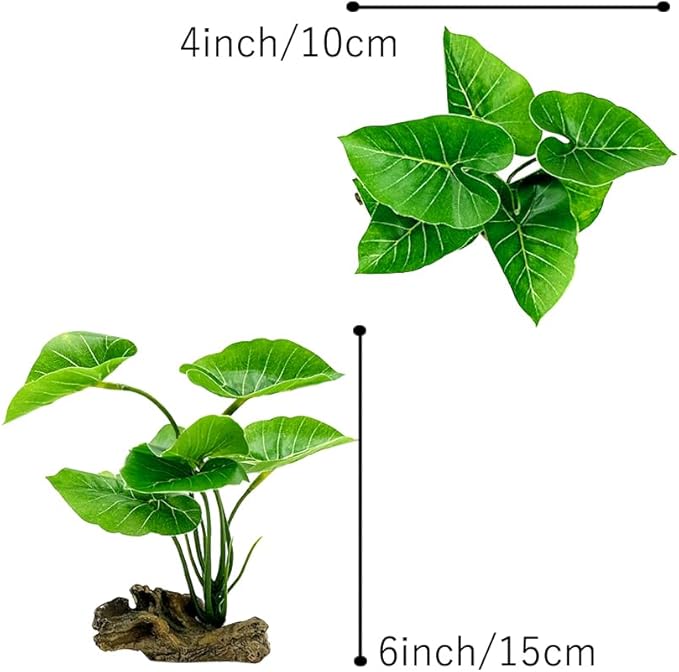Smoothedo-Pets Fish Tank Decor Aquarium Decorations Ornaments Betta Leaf pad Hammock 6inch Plastic Artificial Plant Goldfish Fish Hides Small Tank/Reptiles Plants Driftwood (Green-Type-A)