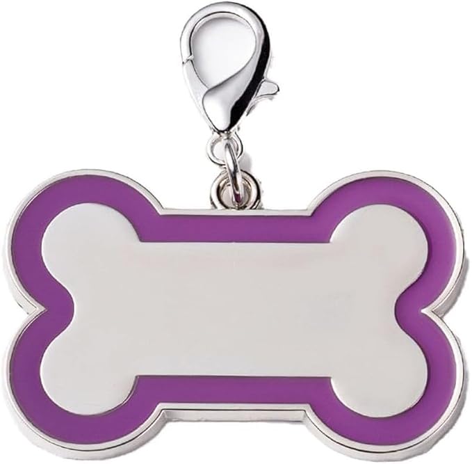 Double-Sided Personalized Dog Tags for Pets - pet ID tag, Laser Engraved Dog tag, Name tag for Dog Collar, Dog Tags for Large Dogs (Purple, Bone-Shaped-Large)